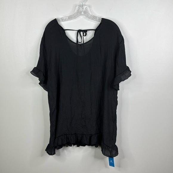 Cupshe NWT Solid Black Ruffled Sheer Swim Beach Pool Cover-Up Dress - Picture 1 of 9